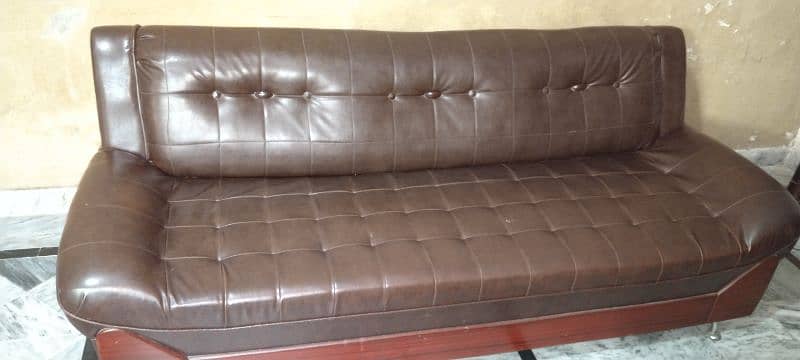 leather 5 seater sofa set with mirror centre table 11