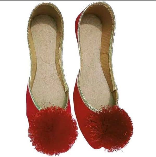 Woman. s Velvet plain pompom khussa 0