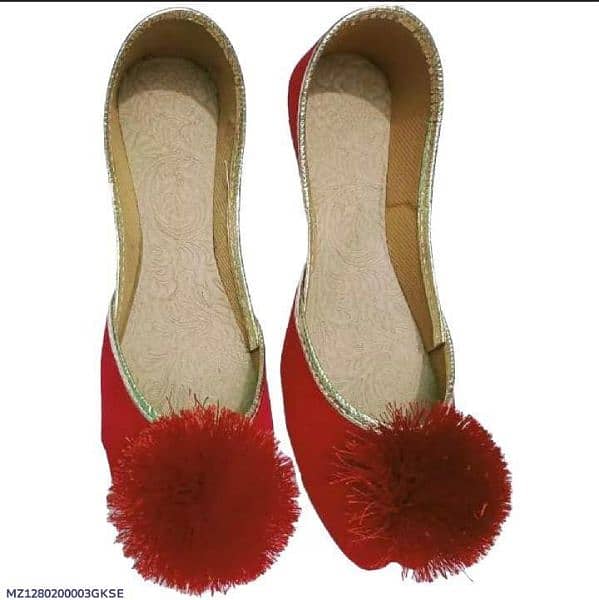 Woman. s Velvet plain pompom khussa 2