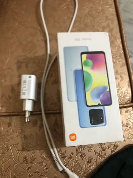 Redmi 10a for sell 4/64 with complete box and charger cable everything 3