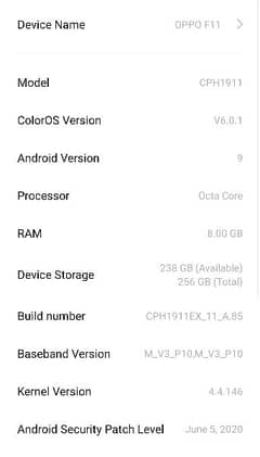 oppo f11 8/256 mobile for sale