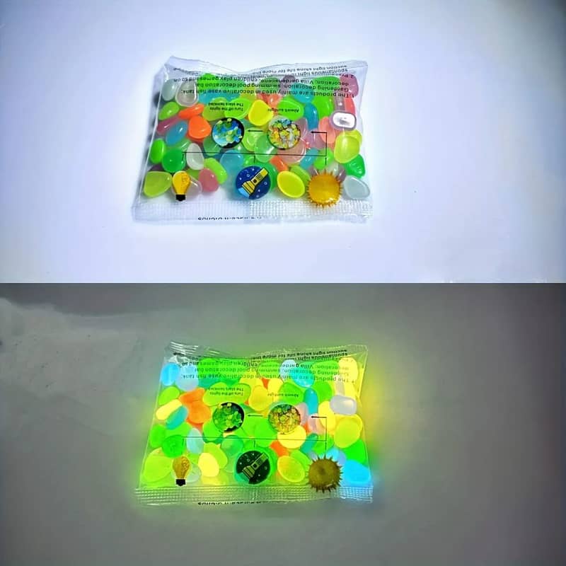 100 Pieces Glow In The Dark Pebbles, Resin Luminous Stones 2