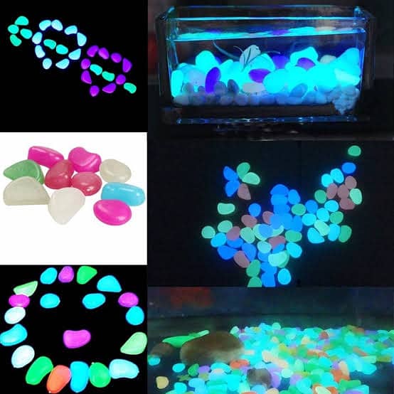 100 Pieces Glow In The Dark Pebbles, Resin Luminous Stones 4