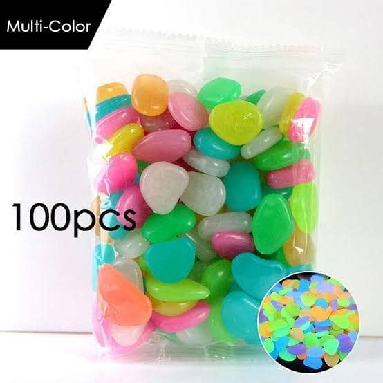 100 Pieces Glow In The Dark Pebbles, Resin Luminous Stones For Landsca 3