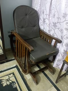 wooden rocking chair with cushion and adjustable