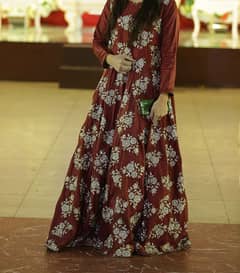 Maroon maxi with cancan wedding outfit