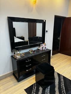 Black dressing table with stool