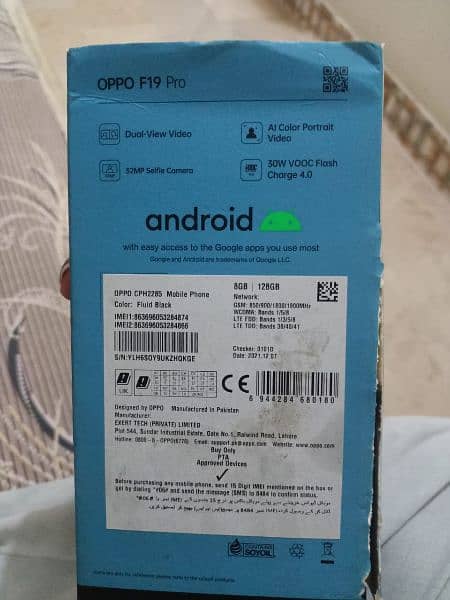 oppo F19 Pro GB8 GB128 all okay 03053304098 WhatsApp 8