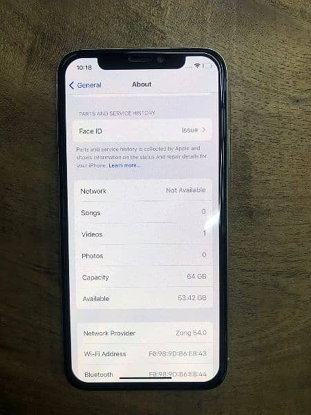 I phone x 64 GB lcd change face id fail PTA approve 9
