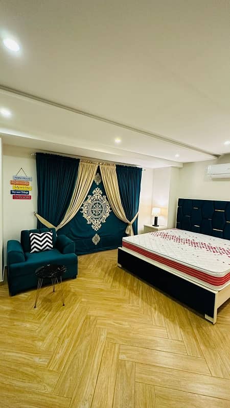 we are offering a 1 bed furnished apartment for rent in Jasmine block bahria town Lahore 7