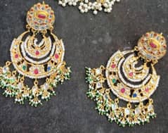 silver Kundan earrings