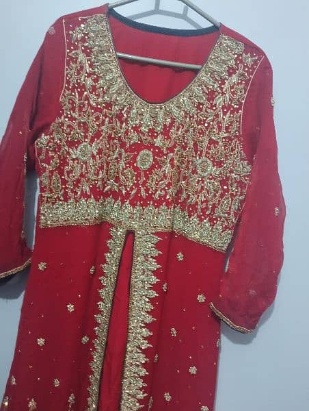 Tail red frock with shalwar and dupatta 0