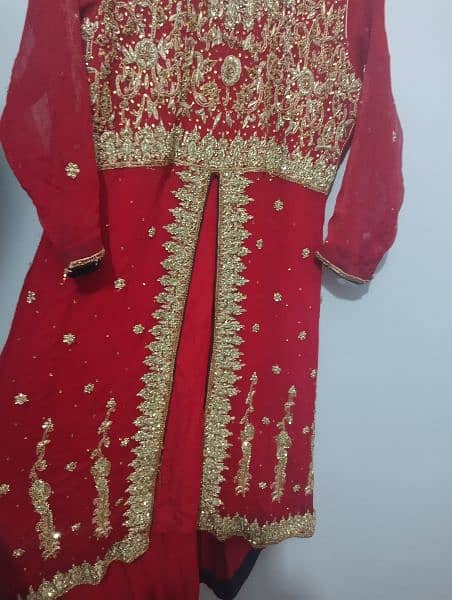 Tail red frock with shalwar and dupatta 1