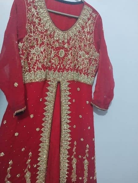 Tail red frock with shalwar and dupatta 2