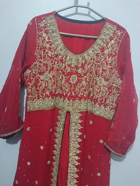 Tail red frock with shalwar and dupatta 3