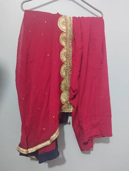 Tail red frock with shalwar and dupatta 4