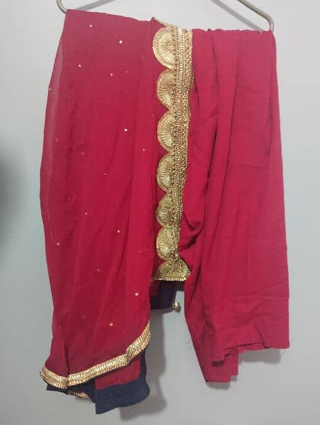 Tail red frock with shalwar and dupatta 5