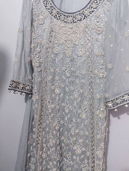 grey maxi with shalwar and dupatta 2