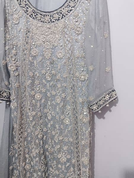 grey maxi with shalwar and dupatta 3