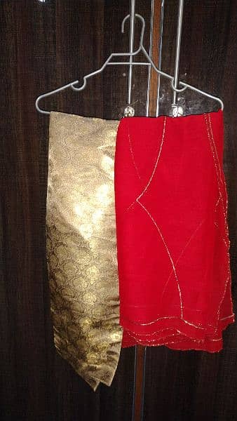 red shaffon embroidery shirt with banarsi trouser and shaffon dupatta 1