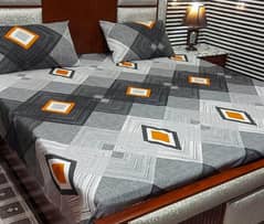 3 Pcs Cotton Printed Double Bedsheet 0