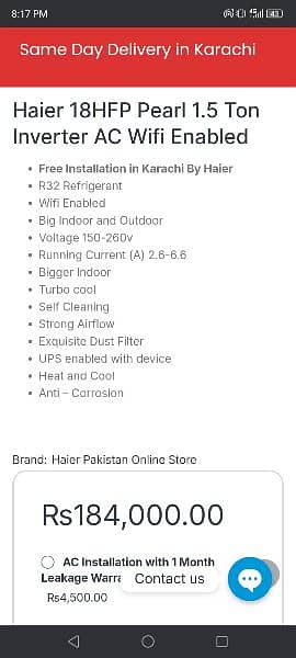 Haier pearl inverter brand new . . 1