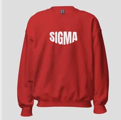 Sigma wears sweatshirt.