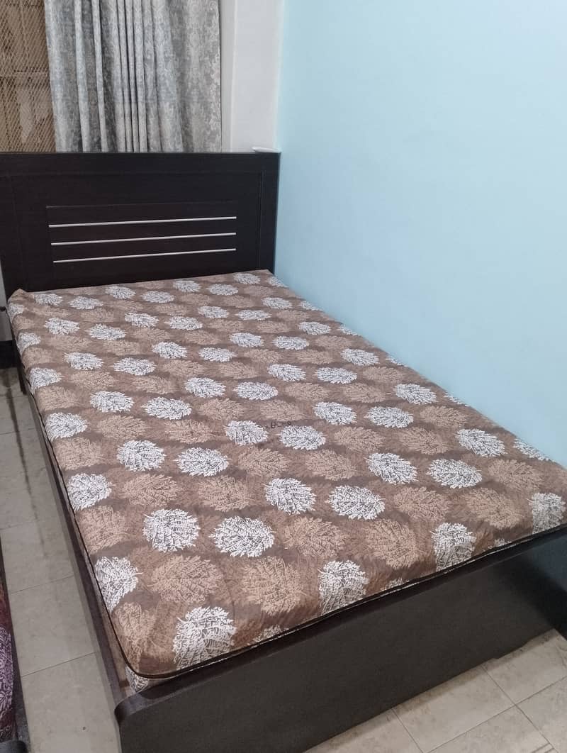 Single Wooden bed with mattress 2