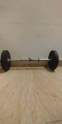 Adjustable dumbbell rods with rubber coated plates