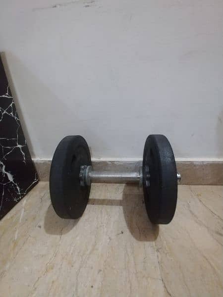 Adjustable dumbbell rods with rubber coated plates 1