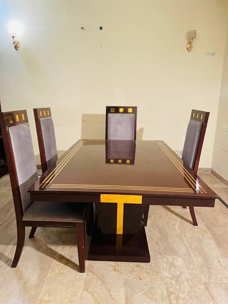 Hi Gloss & brass solid wood Dining Table 1