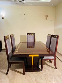 Hi Gloss & brass solid wood Dining Table