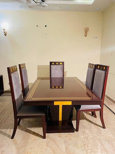 Hi Gloss & brass solid wood Dining Table 0