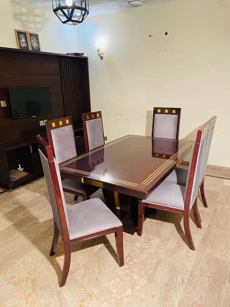 Hi Gloss & brass solid wood Dining Table 4