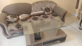 5 Seater Sofa, Divider, Center Table, Curtains