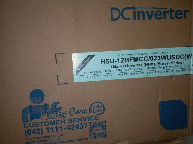 haier 1 ton ac box pack brand new condition slightly use 03216692661 1