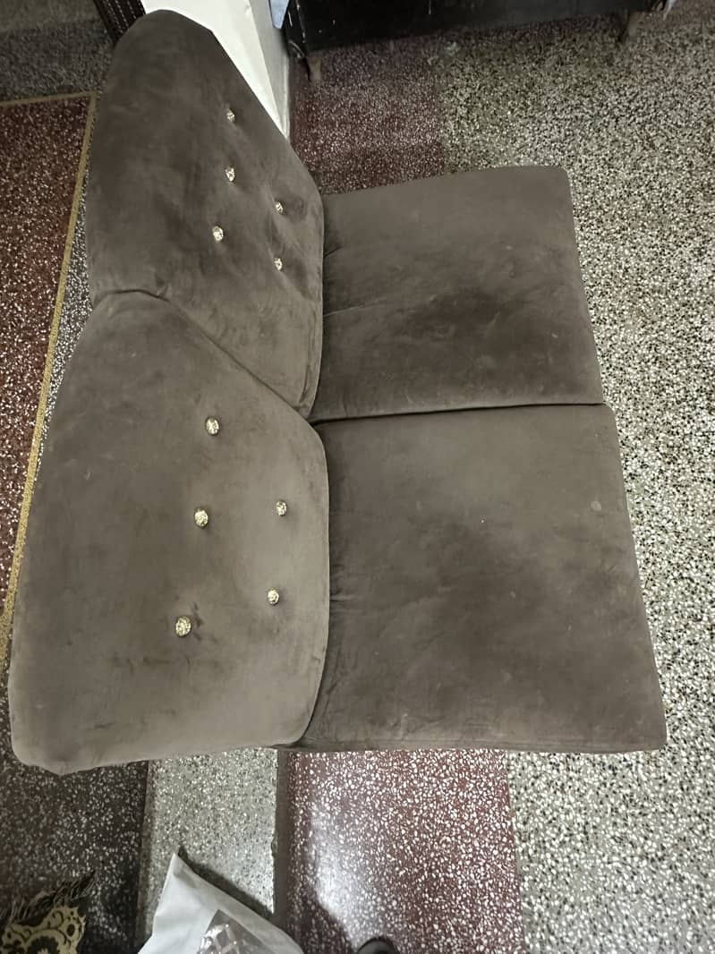 Brownish Velvet Sofa Set 1