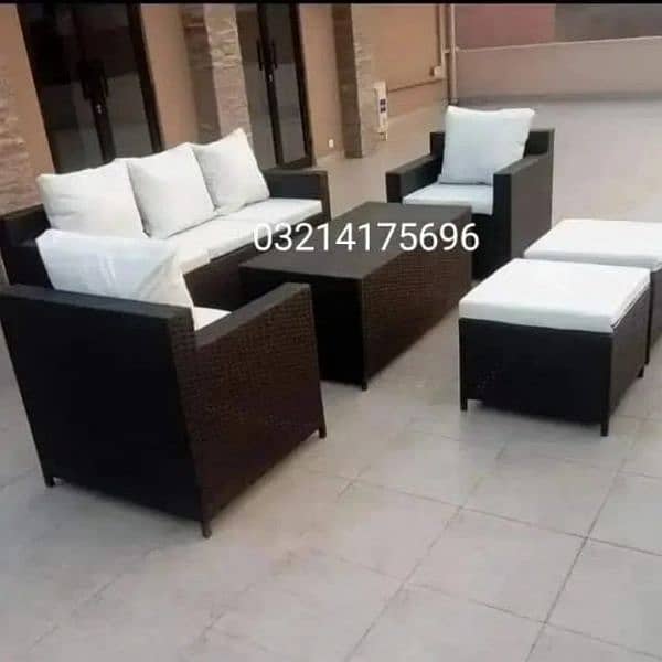 OUTDOOR GARDEN RATTAN UPVC FURNITURE SOFA SET CHAIRS TABLE UMBRELLA 17