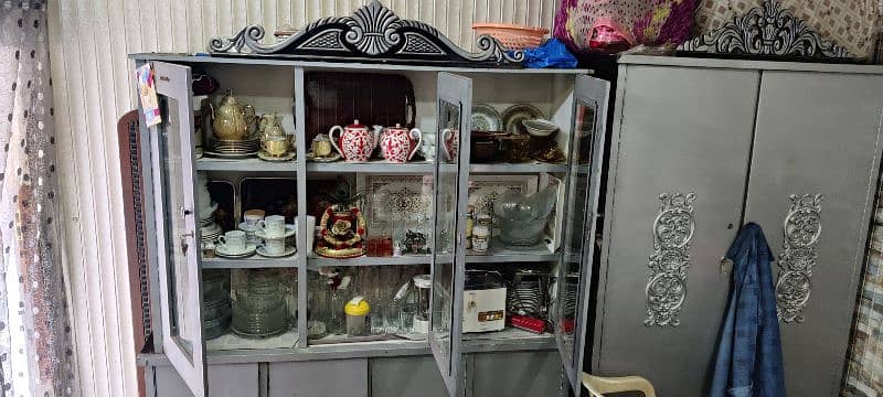 crockery Showcase for sale with 4 Cabins new furniture 1