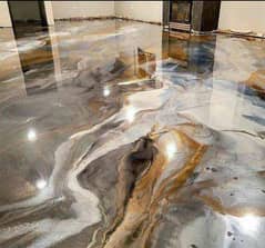 epoxy floor, wooden floor, vinyl floor