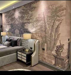 bedroom decor, wallpaper, Pop ceiling