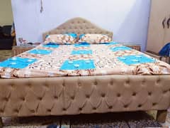 Tali wooden velvet Bed new condition.