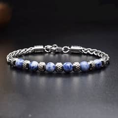 Blue Tiger Horizon Bracelet - Stainless Steel Cuban Links