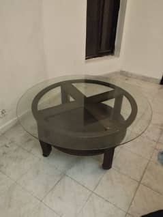 Wooden circle table with 8mm glass(circle)