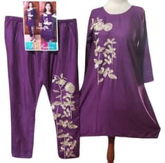 2 pcs women 'stitched linen embroidered shirt and trouser 0