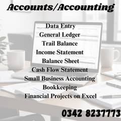 Book keeping/Accounting/Excel services available