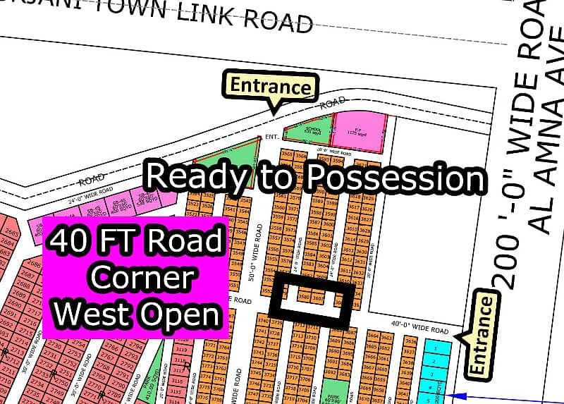 L - 3580 (40 FT Road + West Open + Corner) North Town Residency Phase - 01 0