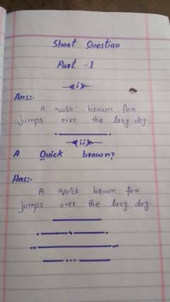 Handwriting assignment work