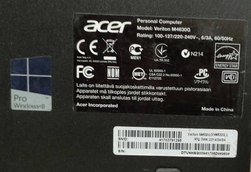 Acer PC Core i3 4gen 8gb ram 7