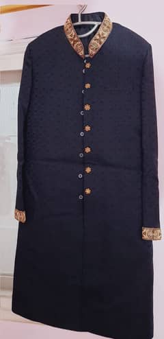 Black&Red Groom Sherwani, Kulla & Khussa (Used Once Only)  (RENT/SALE)